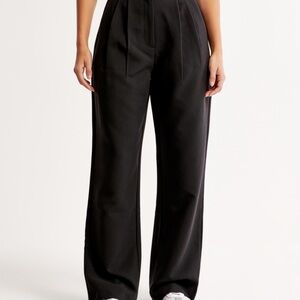 Abercrombie & Fitch Curve Love Sloane Tailored Black Wide Leg Pants